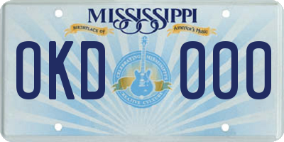 MS license plate OKD000