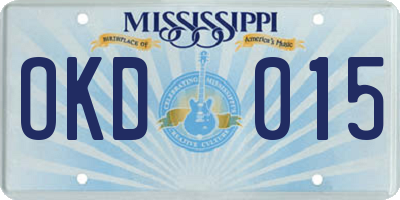 MS license plate OKD015
