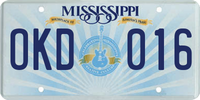 MS license plate OKD016