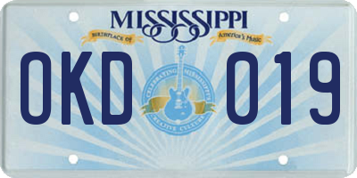 MS license plate OKD019