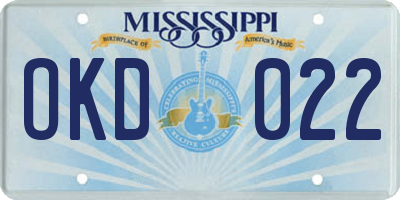 MS license plate OKD022