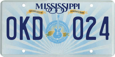 MS license plate OKD024