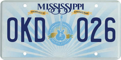 MS license plate OKD026