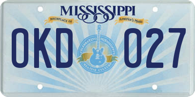 MS license plate OKD027