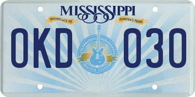 MS license plate OKD030