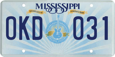 MS license plate OKD031