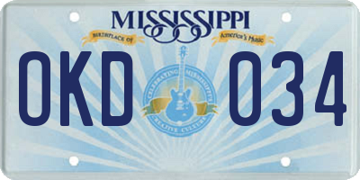 MS license plate OKD034