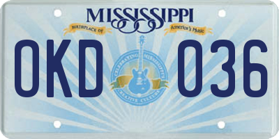 MS license plate OKD036