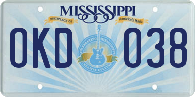 MS license plate OKD038