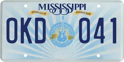 MS license plate OKD041