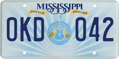 MS license plate OKD042