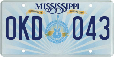 MS license plate OKD043