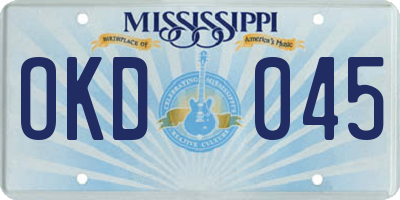 MS license plate OKD045