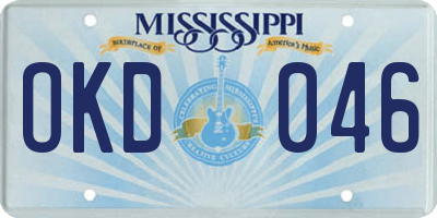 MS license plate OKD046