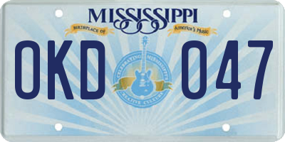 MS license plate OKD047