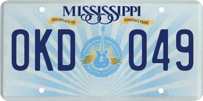MS license plate OKD049