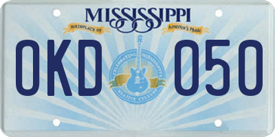MS license plate OKD050
