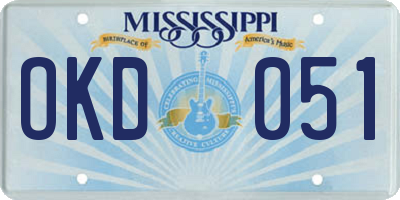 MS license plate OKD051