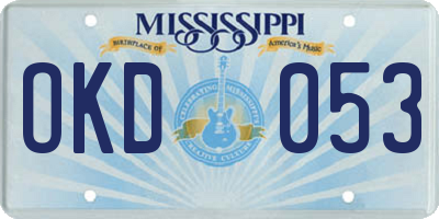 MS license plate OKD053