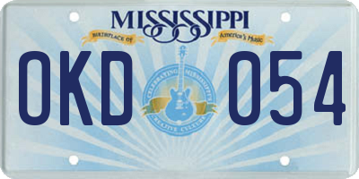 MS license plate OKD054