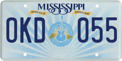 MS license plate OKD055