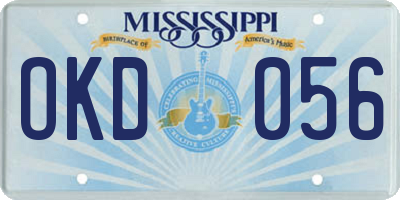 MS license plate OKD056