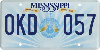 MS license plate OKD057