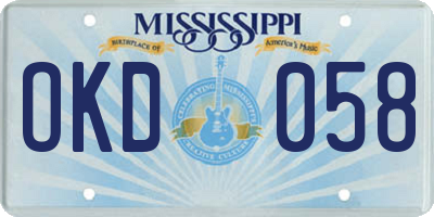 MS license plate OKD058