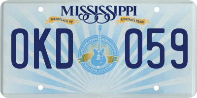 MS license plate OKD059