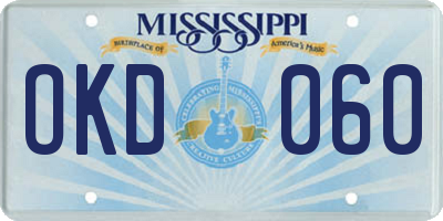 MS license plate OKD060