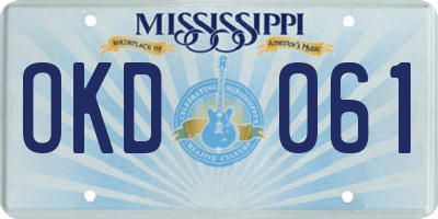 MS license plate OKD061