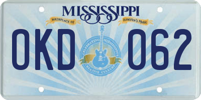 MS license plate OKD062