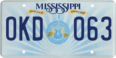 MS license plate OKD063