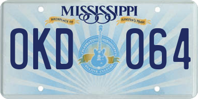 MS license plate OKD064