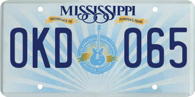 MS license plate OKD065