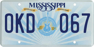 MS license plate OKD067