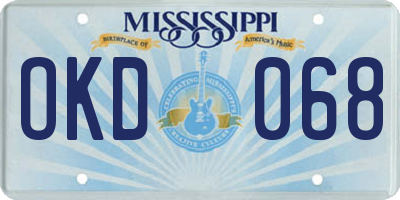 MS license plate OKD068