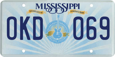 MS license plate OKD069
