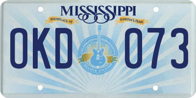 MS license plate OKD073