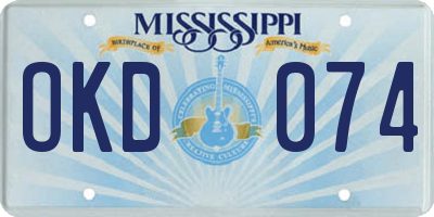 MS license plate OKD074