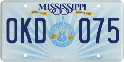 MS license plate OKD075