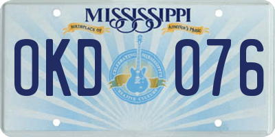 MS license plate OKD076