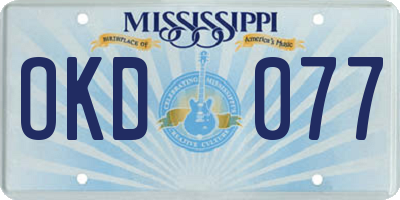 MS license plate OKD077