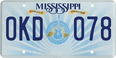 MS license plate OKD078