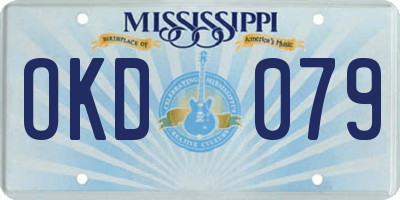 MS license plate OKD079