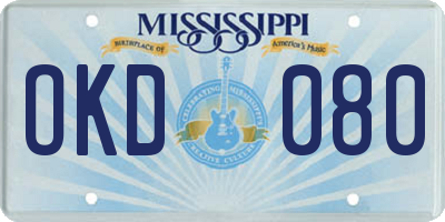 MS license plate OKD080