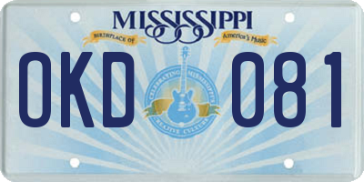 MS license plate OKD081