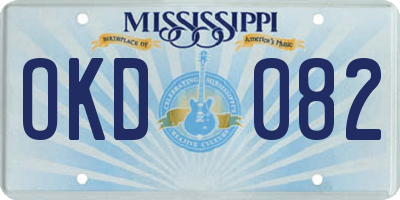 MS license plate OKD082