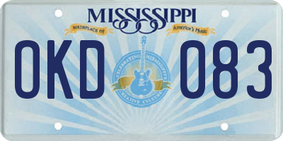 MS license plate OKD083