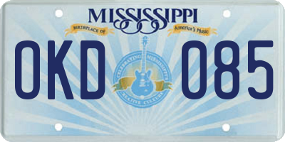 MS license plate OKD085